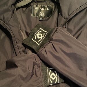 CHANEL 💥RARE💥 Vintage Black Bomber Jacket with Iconic Logo Details